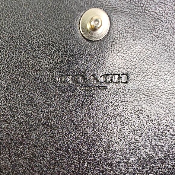COACH CC LOGO CANVAS BLACK GENUINE LEATHER LONG WALLET PURSE CLUTCH - Picture 7 of 7